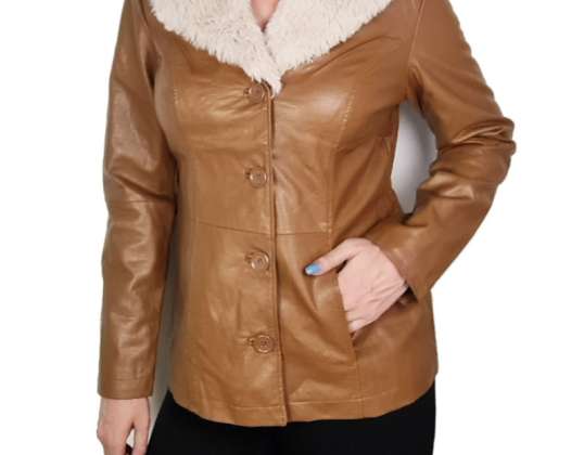 Braune Polyurethan Bonprix Damen Jacken mit Teddykragen