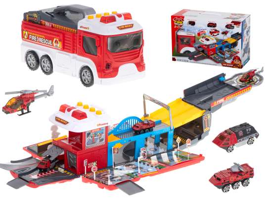Szállító, tűzoltóautó, kihajtható parkoló, tűzoltósági tartozékok
