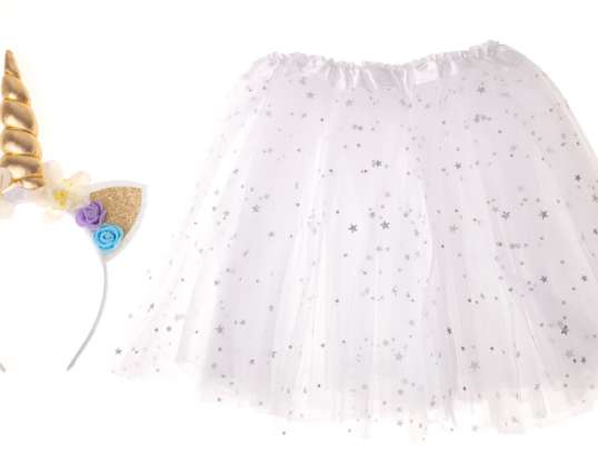 Disfraz disfraz de carnaval disfraz de unicornio, diadema, falda, blanco, 3-6 años