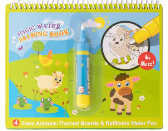 Krāsojamā lapa Ūdens grāmata ar marķieri Dzīvnieki