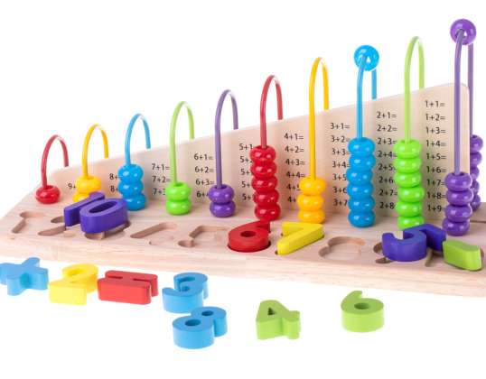 Wooden abacus sorter learning to count digits