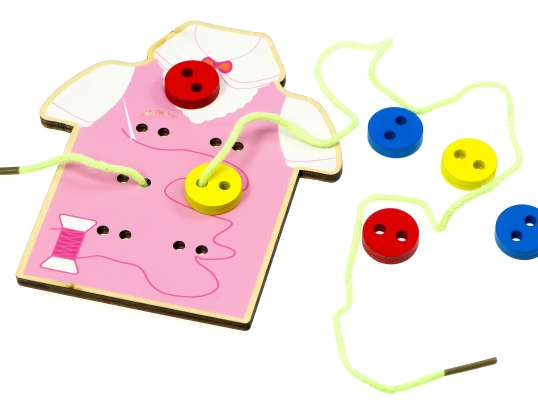 Educational set for learning to sew buttons pink