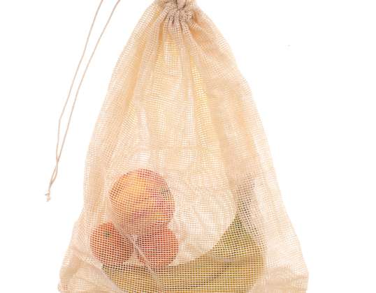Korduvkasutatav kott ökoloogiline võrk köögiviljadele, puuviljadele, kuivatatud seentele 35x45cm