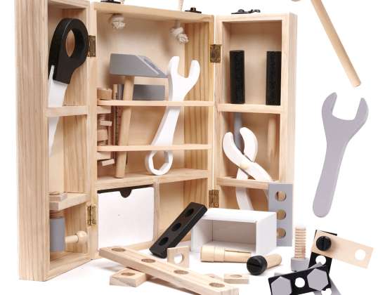 Caja de herramientas, taller de madera, set
