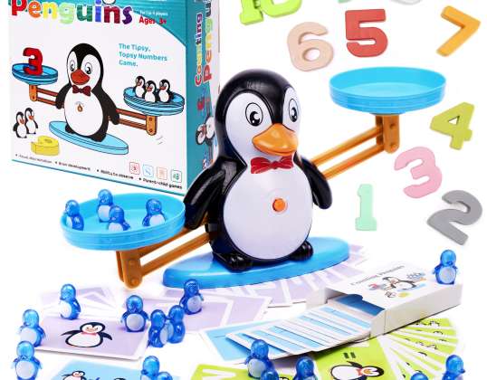 Weighing pan scale educational learning to count penguin large