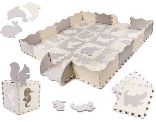 Пенопластовый коврик-пазл манеж для детей 36 штук серый экрю