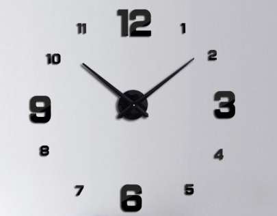 Nalepovací nástěnné hodiny černé 4 velké číslice