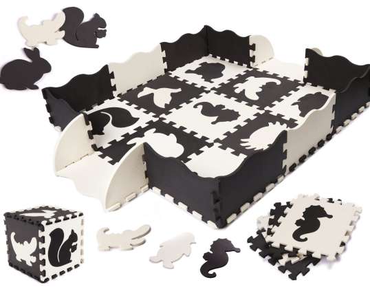 Foam educational mat puzzle playpen 114 x 114 x 1 cm black 25 elements