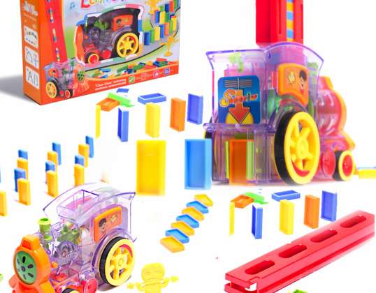 Traukinio lokomotyvo geležinkelio krovimo domino žaislas vaikams dovana