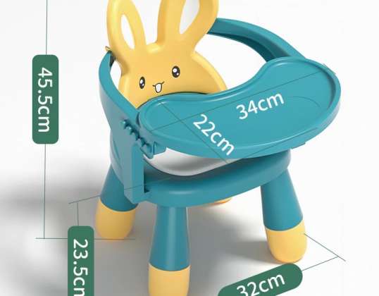 Kinderstoel voor voederen en spelen geel en blauw