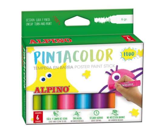 ALPINO Fluorescent paint sticks, 6 colors