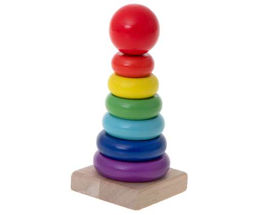 Tower pyramid wooden pyramid for stacking sorter colorful rainbow 13cm