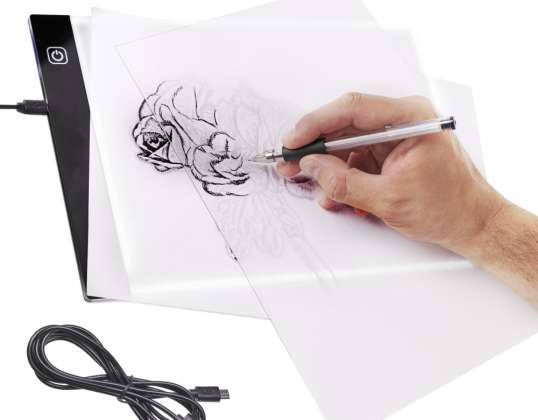 Zīmēšanas dēļa baltā tāfele LED aizmugurgaismotājs koppapīrs A4