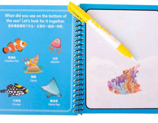 Coloring page Water book with marker sea animals blue