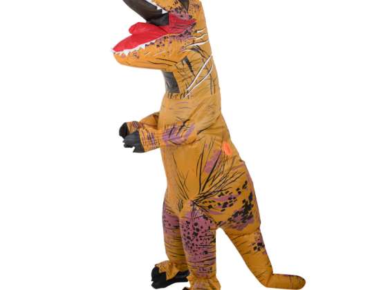 Kostym Karneval Dräkt Utklädnad Uppblåsbar Dinosaurie T REX Giant Brun 1,5 1,9m