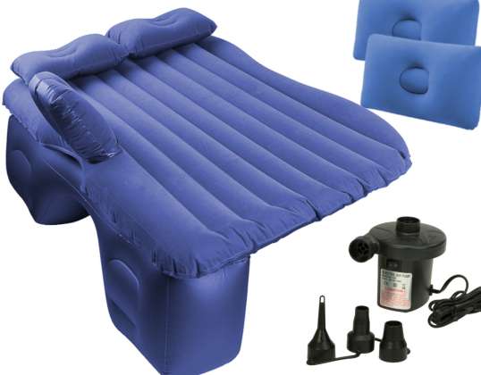Madrass seng for bil luft + pumpe blå