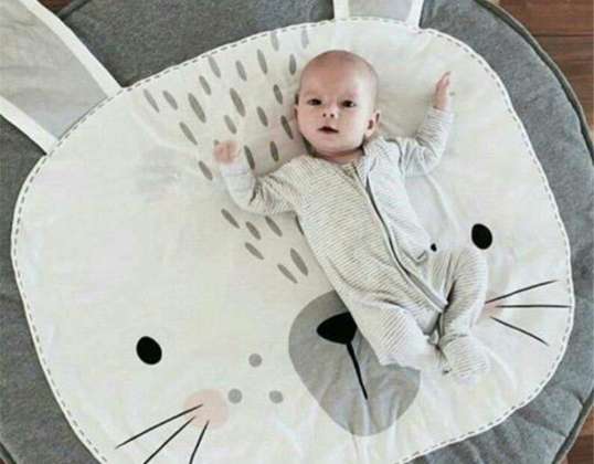 Round baby mat, gray rabbit, 85 cm