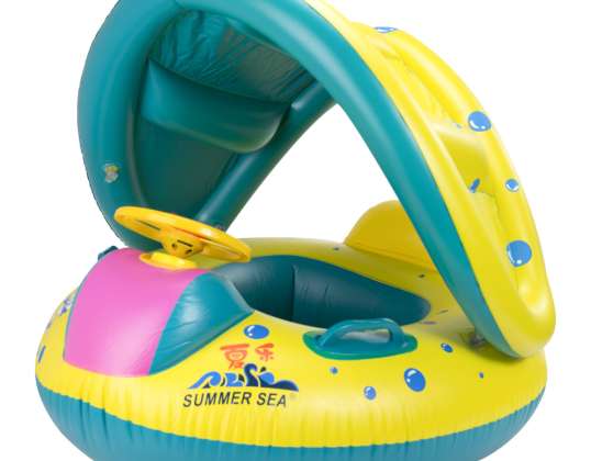 Baby swimming ring inflatable boat with seat with canopy 65x73cm 40kg