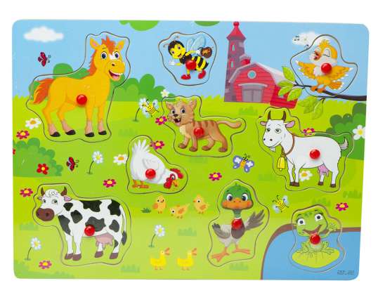 Wooden jigsaw puzzle match shapes farm