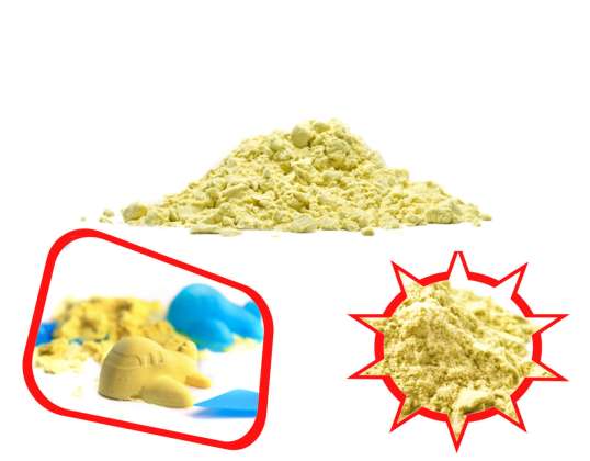 Kinetisk sand 1 kg i en gul pose