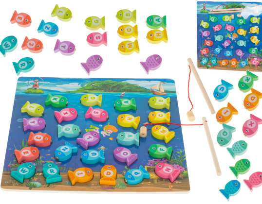 Wooden fish game fishing with a montessori magnet
