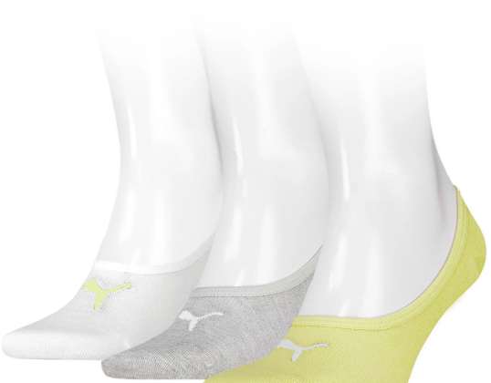 Puma Footie 3Pack Calcetines Unisex gris, blanco, amarillo 906930 28