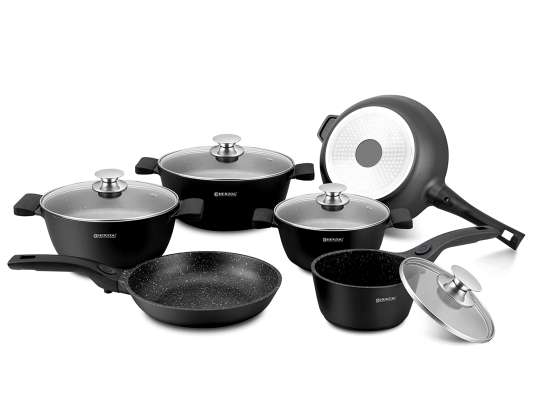 Herzog 16 Pieces Die Casting Cookware Set Black