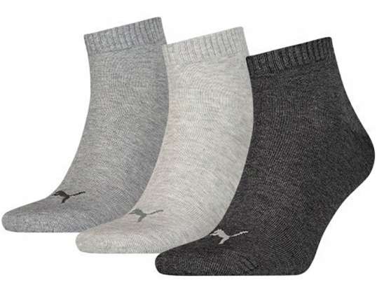Puma Unisex Quarter Plain Socks 3 pairs gray dark and light 271080001 800 271080001 800