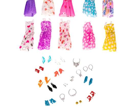 Кукла Одежда Платья Обувь Ювелирные изделия Большой набор XL 43 Pieces