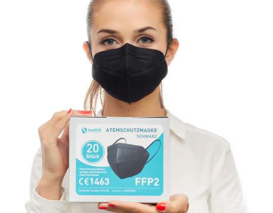 FFP2-naamio musta [20 kpl] CE-sertifioitu CE1463 DERMATEST®