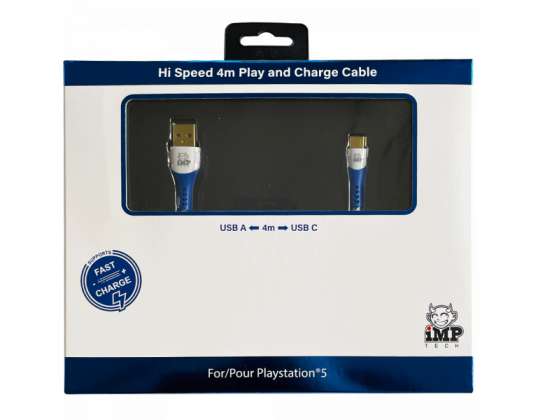 iMP - Câble de jeu et de charge rapide tressé 4M - A à C - PS5CHARCAB - PlayStation 5