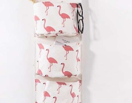 Organizer hanging container for toys pink flamingo