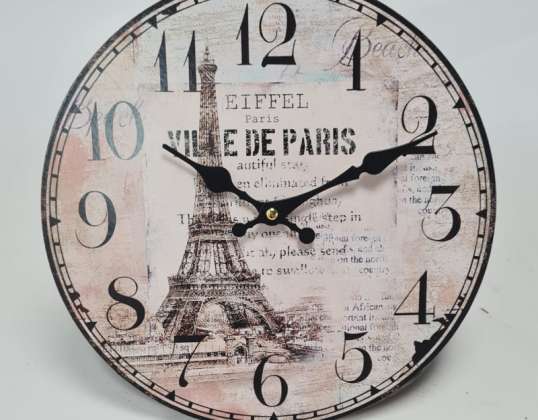 Horloges murales avec imprimé Tour Eiffel - 30cm