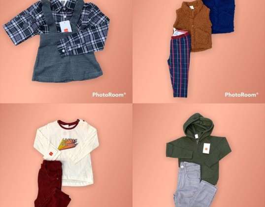 Különböző márkájú gyermekek téli ruházatának válogatott készlete - európai nagykereskedők