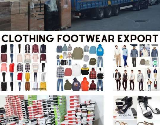 Venda de vestuário e calçado para exportação - Mulheres, homens e crianças