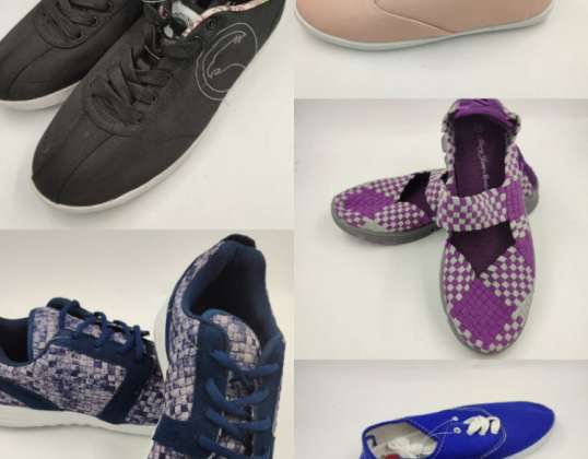Yeni spor ayakkabılarının toptan satışı. Çeşitli modellerde çeşitli toplu işler.