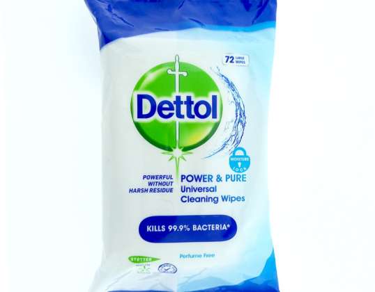 Універсальні очищувальні серветки для дезінфекції Dettol, упаковка 72 шт.