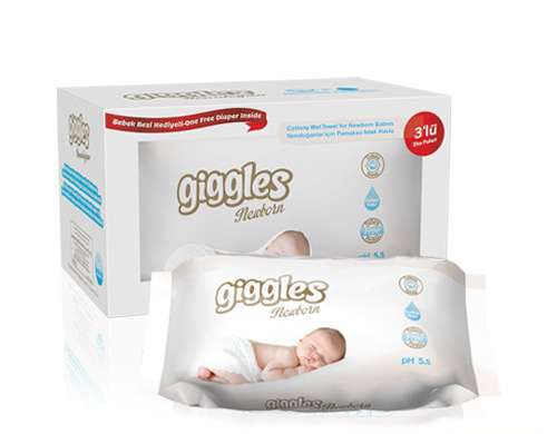 Neugeborenen-Giggles Packung mit 120 Feuchttüchern für Babys (3x40) - Parabenfrei