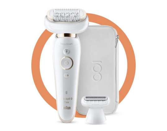 Braun Silk-épil 9 Flex Epilator Femme, Design Edition, Housse de voyage - Blanc - Edition Limitée 100 ans