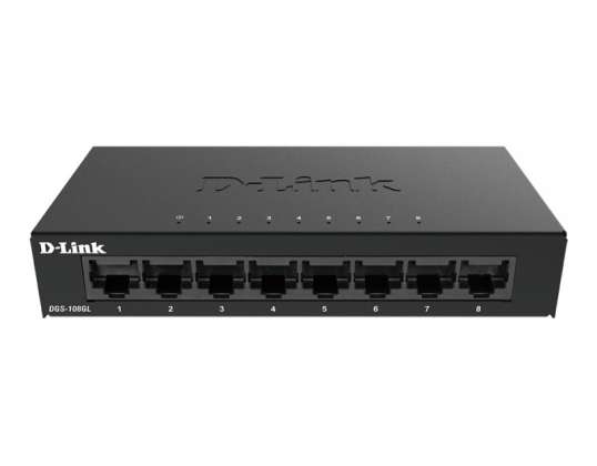 D-Link DGS-108GL Non gestito Gigabit Ethernet (10/100/1000) Nero