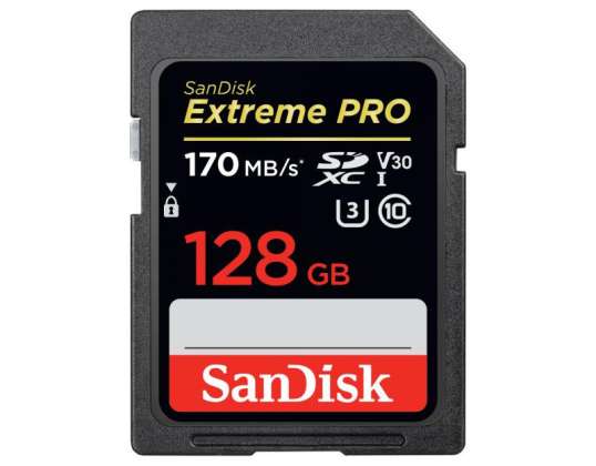 Sandisk Exrteme PRO 128GB SDXC Klasse 10 UHS-I Flash-geheugen