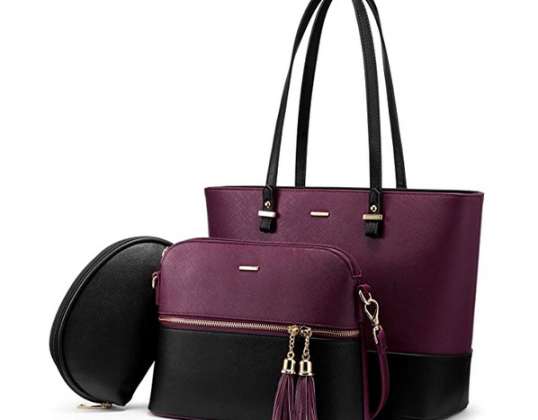 Bolso de mujer bolso de hombro con asa conjunto de bolso conjunto de 3 piezas