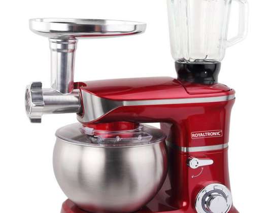 ROYALTRONIC kitchen machine 6 liters 3 in 1 1900 W max.Silver and red