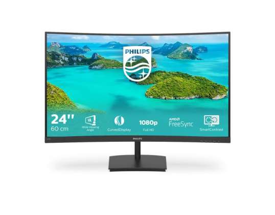 Philips E Line 241E1SCA/00 datora monitors 59.9 cm (23.6") 1920 x 1080 pikseļi Full HD LCD Black