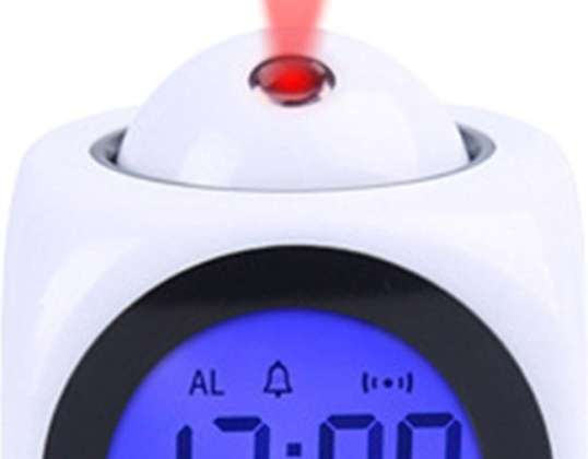 Digital Projection Weather Station Clock Thermometer Projector Alarm White
