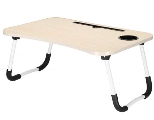 Table pour ordinateur portable marron clair pliable en imitation bois