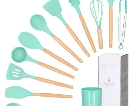 Kitchen utensils 12 pcs. silicone dark mint KI0001