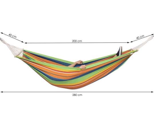 Single person hammock 280x100cm 150kg colourful stripes HM053