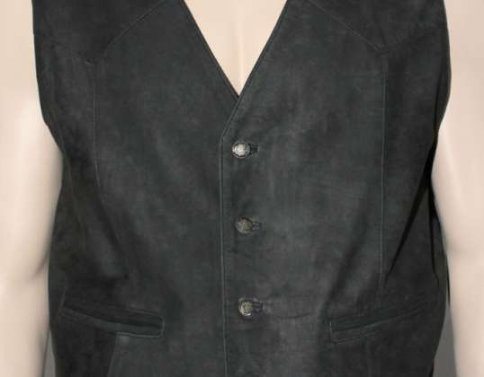 Lamb nappa men&#39;s leather vest in a slightly used look