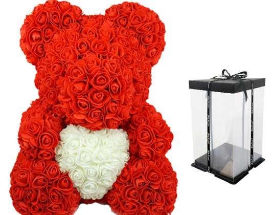 DIY Box - BQ54 Bear with roses and heart 23CM - wholesale offer